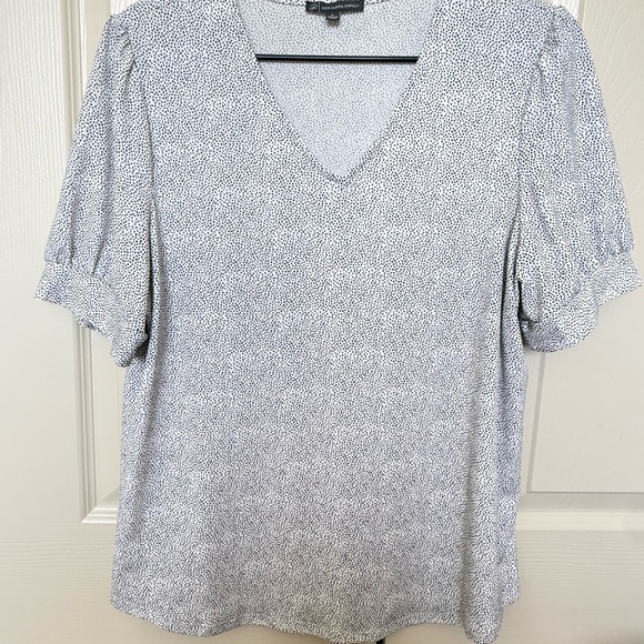Adrianna Papell V-Neck Blouse - Black and White - Picture 1 of 3